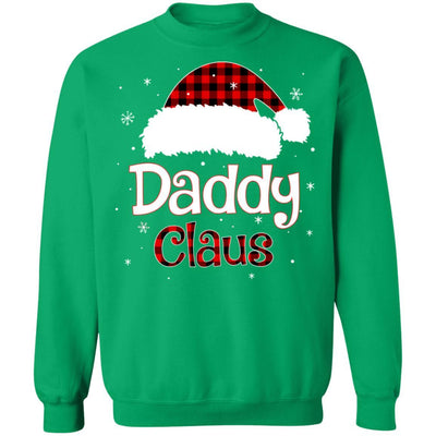 Santa Daddy Claus Red Plaid Family Pajamas Christmas Gift-T-Shirt & Sweatshirt-Crewneck Sweatshirt-Irish Green