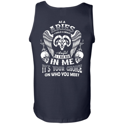 As A Aries I Hold A Beast An Angel A Madman In Me-T-Shirt & Hoodie-Unisex Tank-Navy