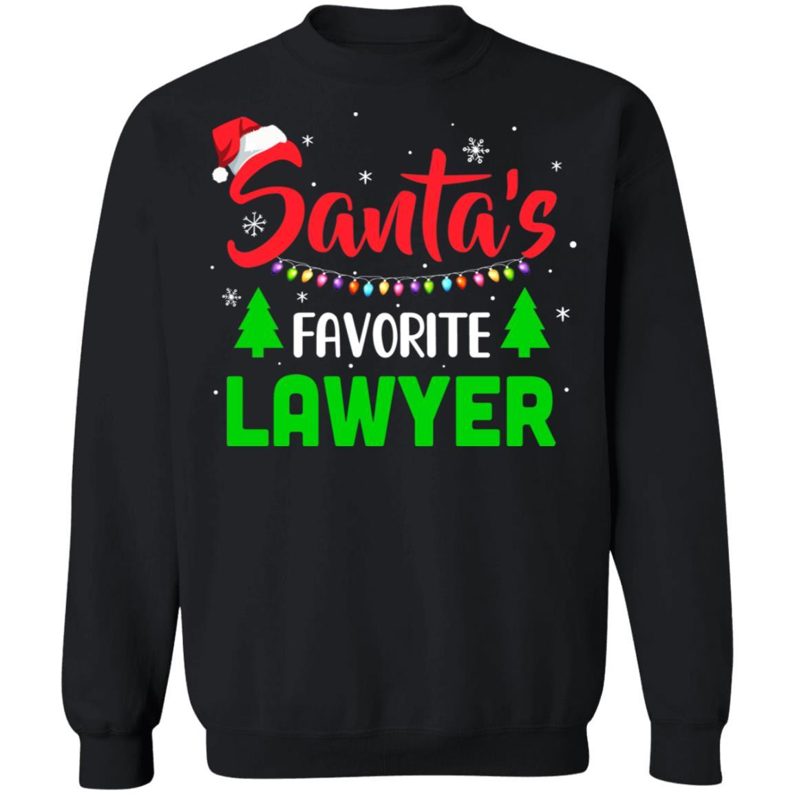 Santa's Favorite Lawyer Funny Christmas Xmas Gifts-T-Shirt & Sweatshirt-Crewneck Sweatshirt-Black