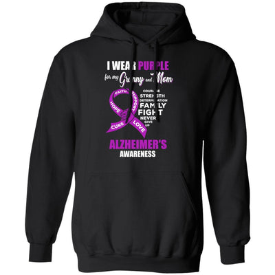 Alzheimer's Awareness I Wear Purple For My Granny and Mom-T-Shirt & Hoodie-Pullover Hoodie-Black