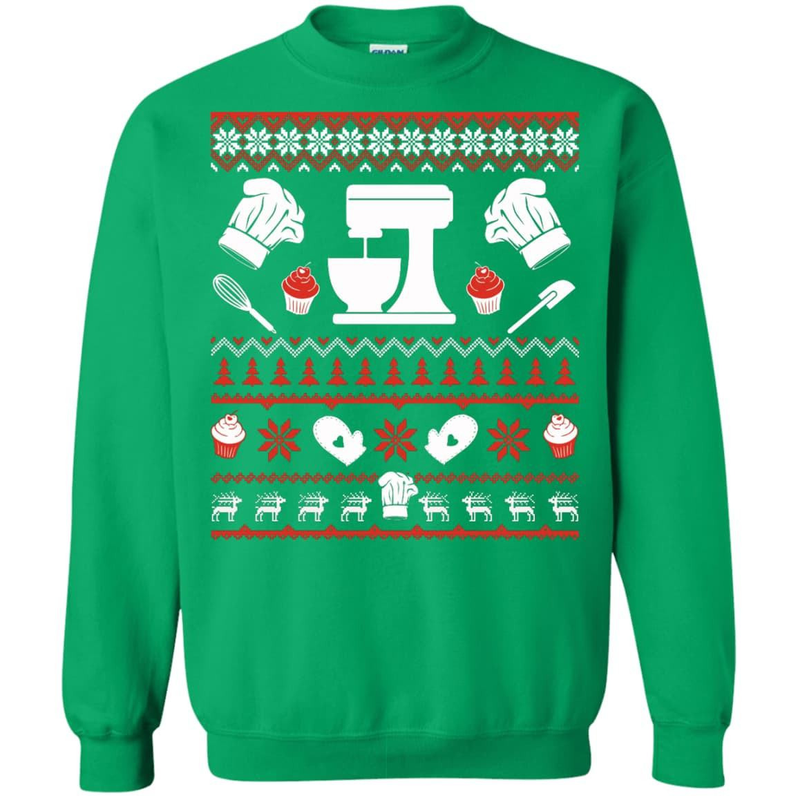 Baking Christmas Sweater-T-Shirt & Hoodie-Crewneck Sweatshirt-Irish Green
