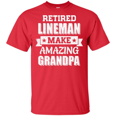 Funny Retired Lineman Make Amazing Grandpa Gifts-T-Shirt & Hoodie-Classic T-Shirt-Red