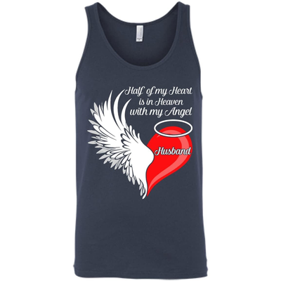 Husband Half My Heart Is In Heaven With My Angel-T-Shirt & Hoodie-Unisex Tank-Navy