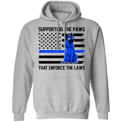 Supporting The Paws That Enforce The Laws Police Paw Dog-T-Shirt & Hoodie-Pullover Hoodie-Sport Grey