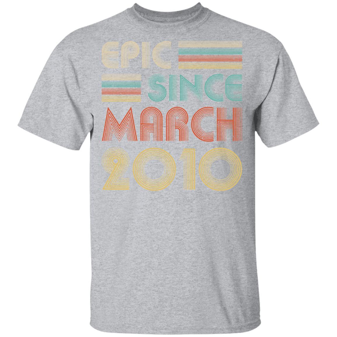 Epic Since March 2010 Vintage 11th Birthday Gifts Youth-Youth Shirt-Youth T-Shirt-Sport Grey