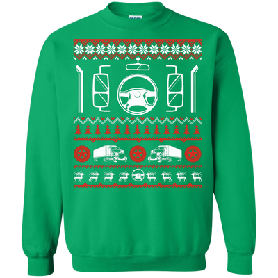 Trucker Christmas Sweater-T-Shirt & Hoodie-Crewneck Sweatshirt-Irish Green