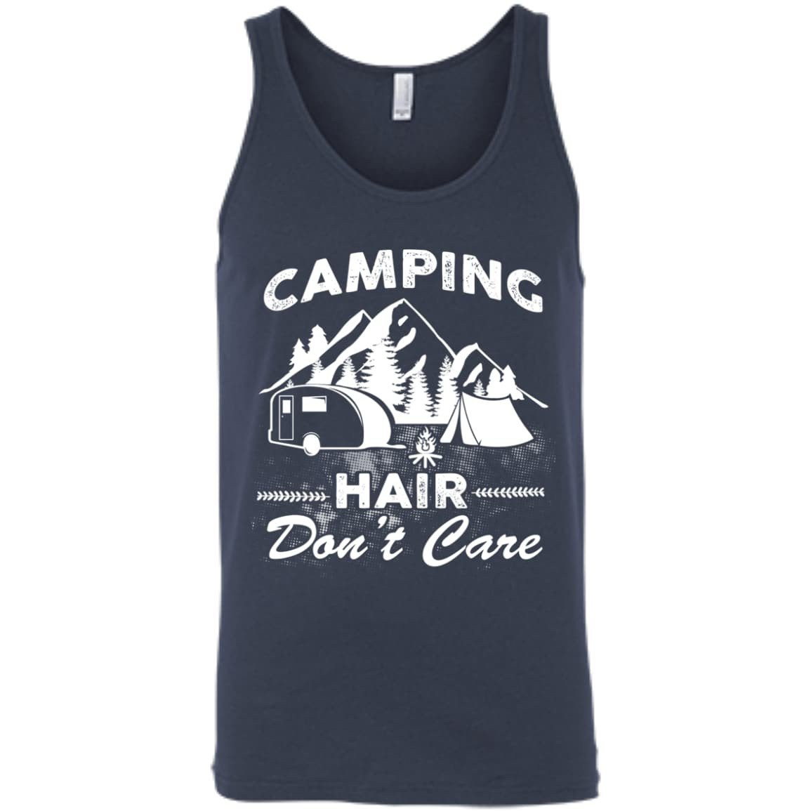 Camping Hair Don't Care-T-Shirt & Hoodie-Unisex Tank-Navy