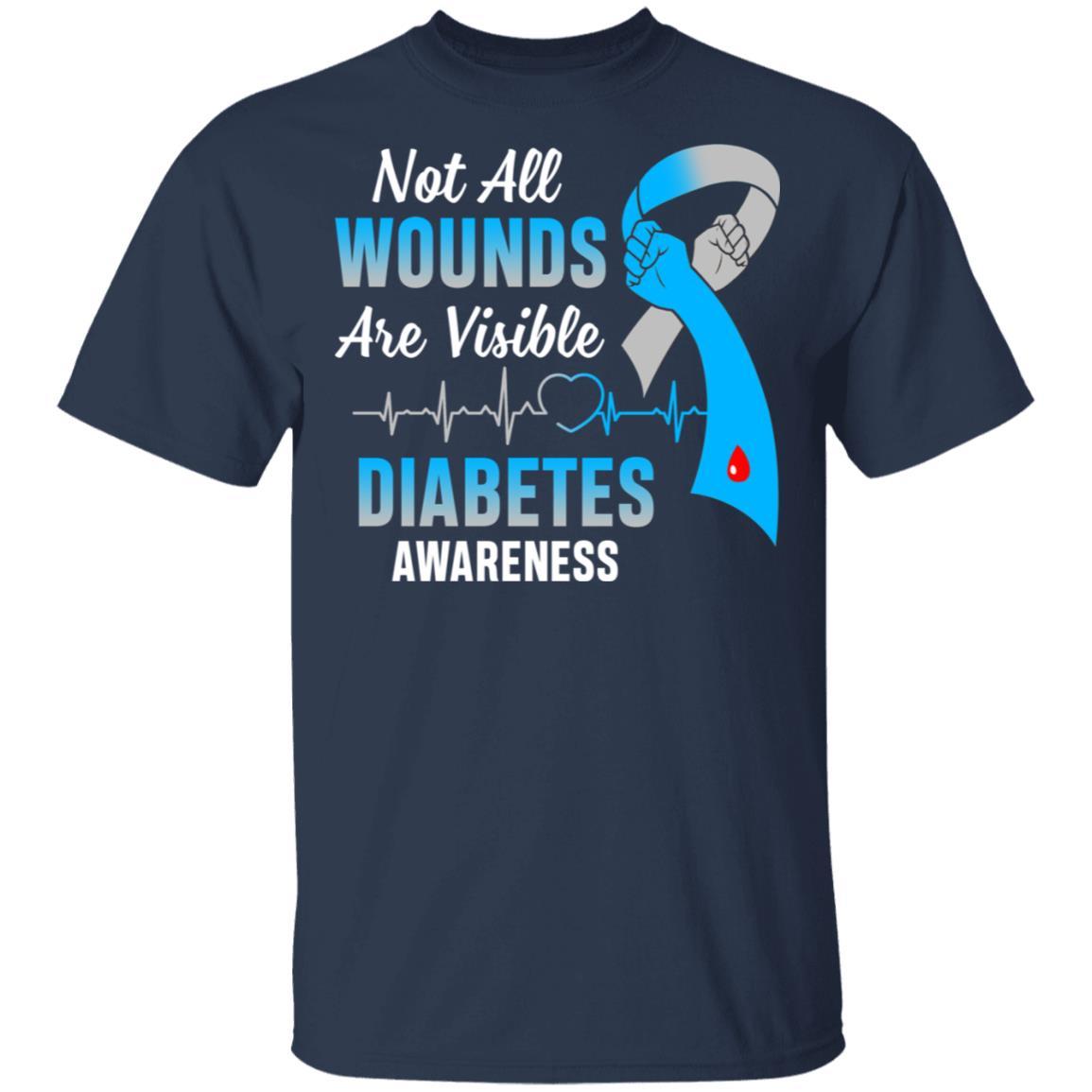 Diabetes Awareness Not All Wounds Are Visible-T-Shirt & Hoodie-Classic T-Shirt-Navy