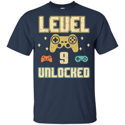 Level 9 Unlocked Video Gamer 9th Birthday Gift Youth-Youth Shirt-Youth T-Shirt-Navy