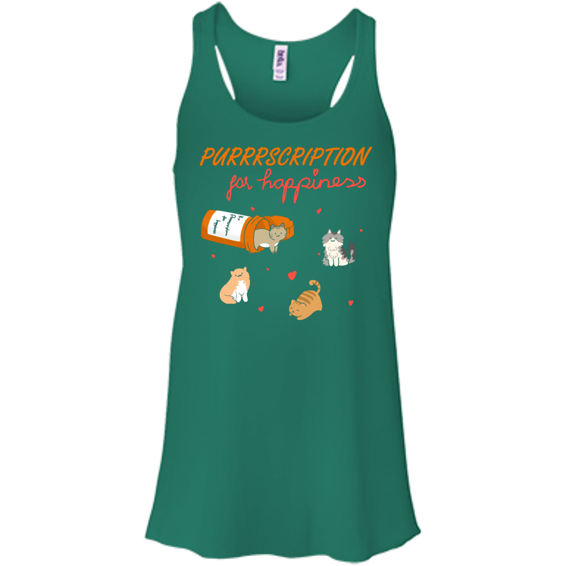 Purrrscription For Happiness-T-Shirt & Hoodie-Women's Flowy Racerback Tank-Kelly