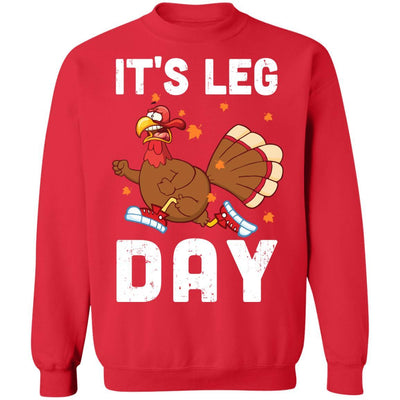 Funny Turkey Exercise Workout Thanksgiving Women Its Leg Day-T-Shirt & Sweatshirt-Crewneck Sweatshirt-Red