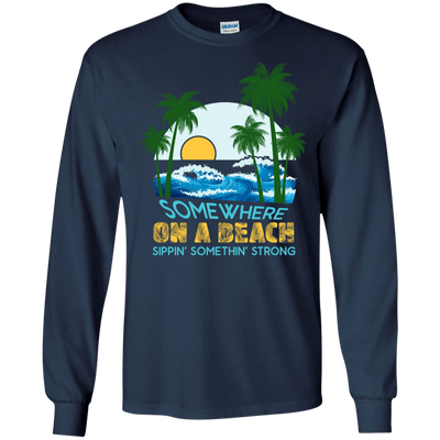 Somewhere On A Beach-T-Shirt & Hoodie-Long Sleeve T-Shirt-Navy