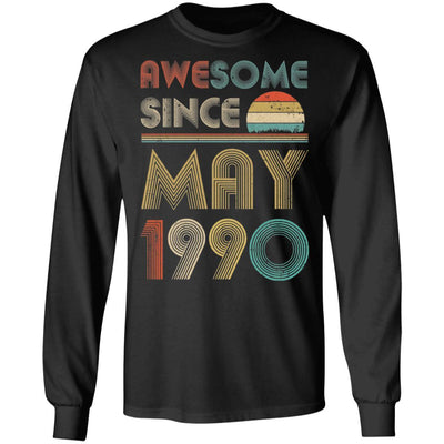 Awesome Since May 1990 Vintage 31th Birthday Gifts-T-Shirt & Hoodie-Long Sleeve T-Shirt-Black