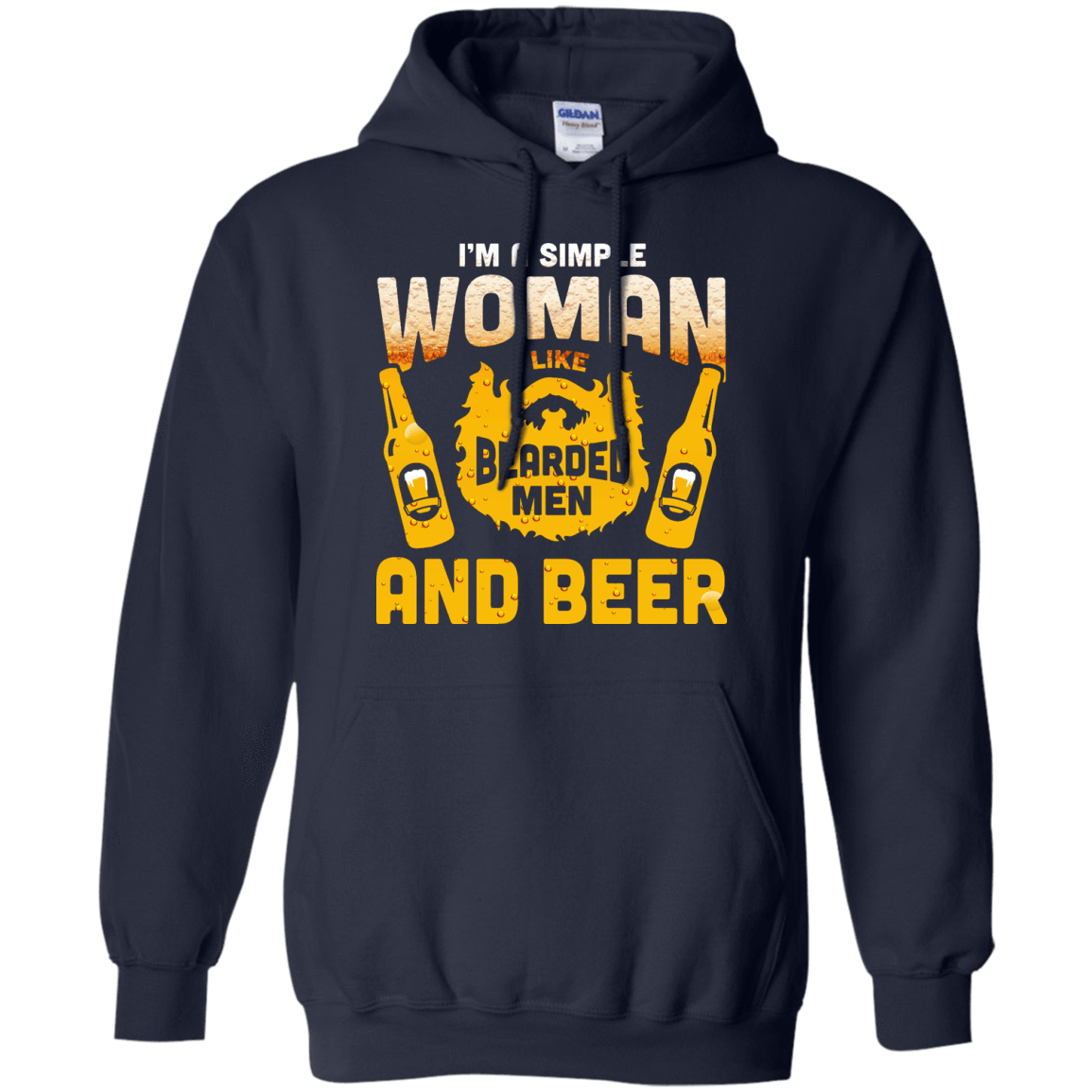 I'm A Simple Woman I Like Bearded Men And Beer-T-Shirt & Hoodie-Pullover Hoodie-Navy