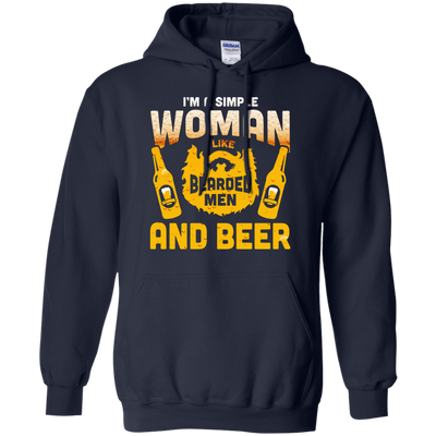 I'm A Simple Woman I Like Bearded Men And Beer-T-Shirt & Hoodie-Pullover Hoodie-Navy
