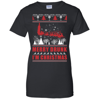 Merry Drunk I'm Christmas-T-Shirt & Hoodie-Women's T-Shirt-Black