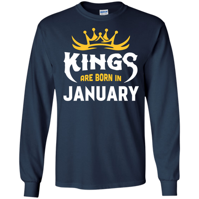 Kings Are Born In January-T-Shirt & Hoodie-Long Sleeve T-Shirt-Navy