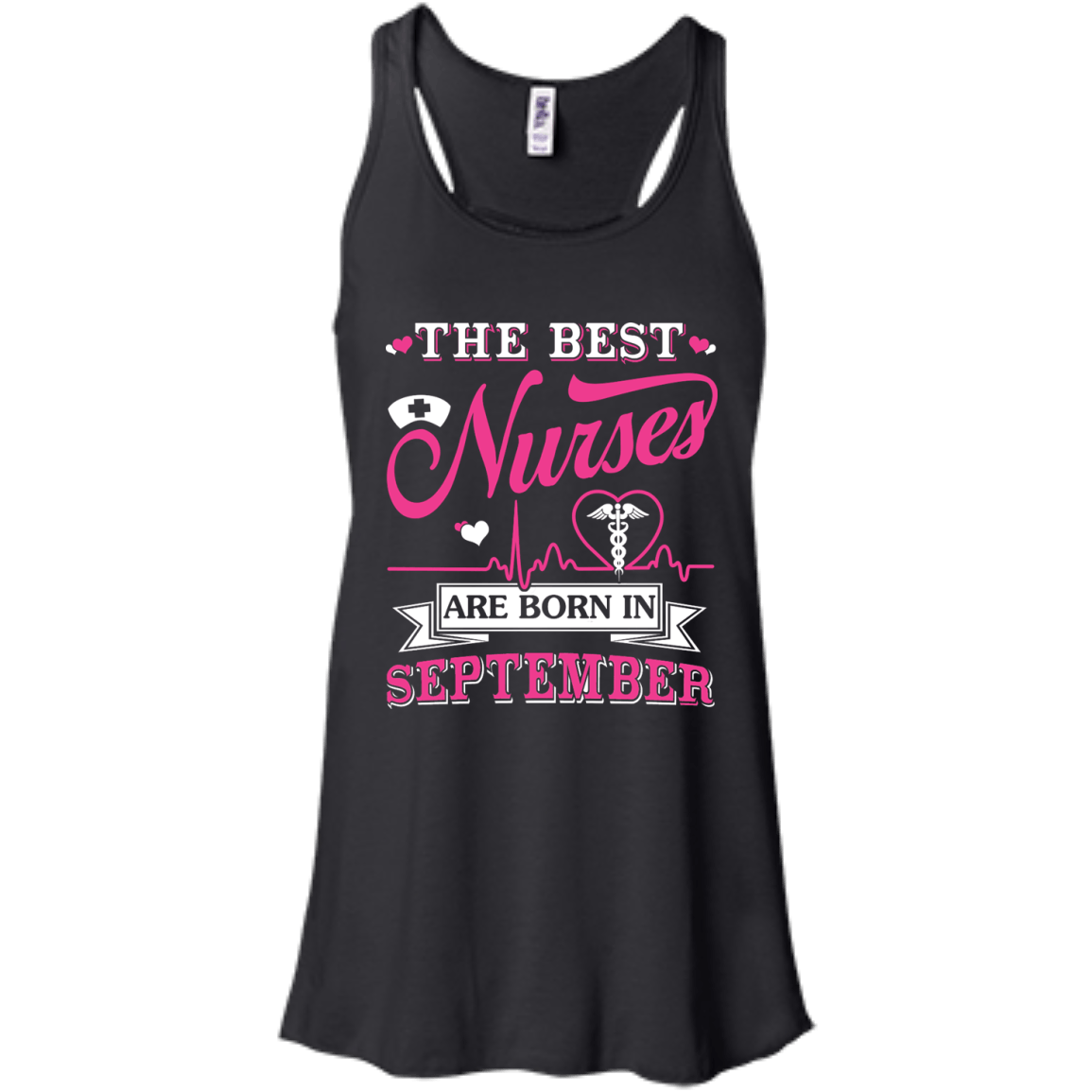 The Best Nurses Are Born In September-T-Shirt & Hoodie-Women's Flowy Racerback Tank-Black