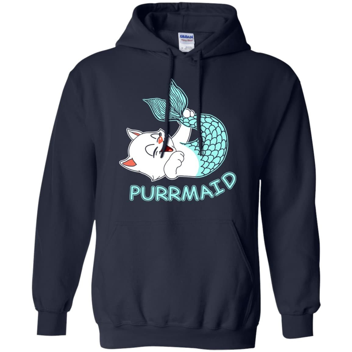 Funny Purrmaid Cat Mermaid-T-Shirt & Hoodie-Pullover Hoodie-Navy