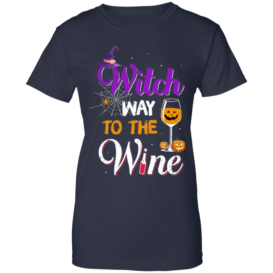 Witch Way To The Wine Funny Wine Halloween Gifts-T-Shirt & Tank Top-Women's T-Shirt-Navy