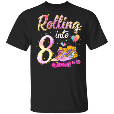 8 Years Old Birthday Girls Roller Skates 80's 8th Birthday Youth-Youth Shirt-Youth T-Shirt-Black