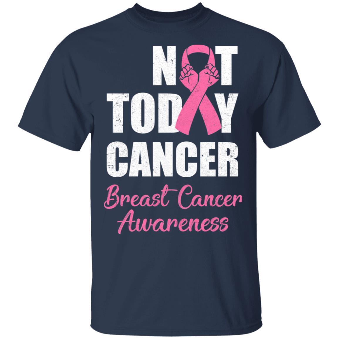 Support Breast Cancer Awareness Pink Ribbon Not Today-T-Shirt & Hoodie-Classic T-Shirt-Navy