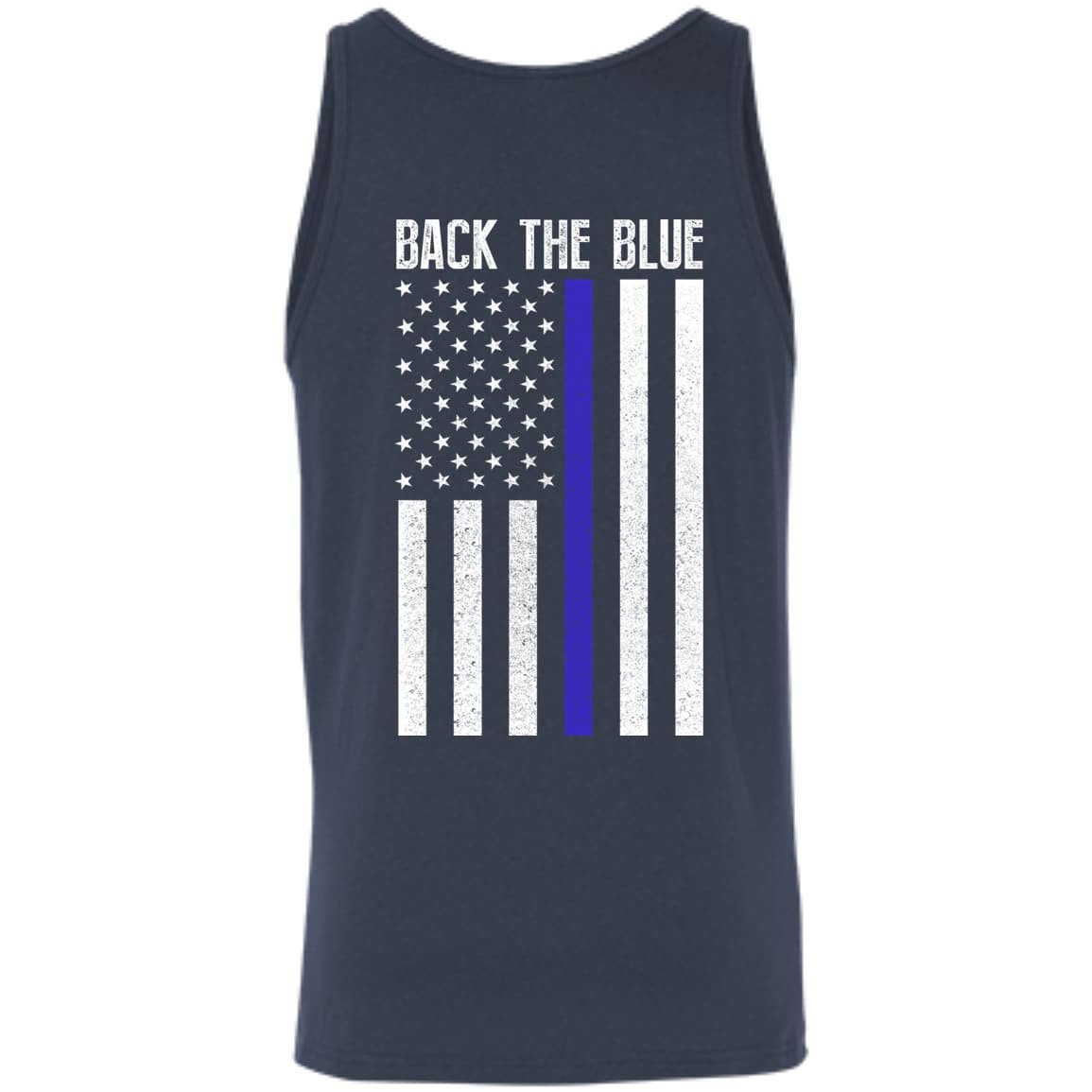 BACK THE BLUE Thin Blue Line Flag-T-Shirt & Hoodie-Unisex Tank-Navy