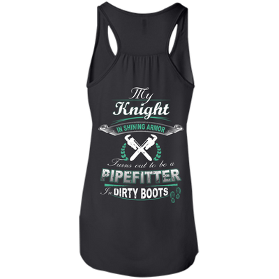 Turns Out To Be A PIPEFITTER In Dirty Boots-T-Shirt & Hoodie-Women's Flowy Racerback Tank-Black