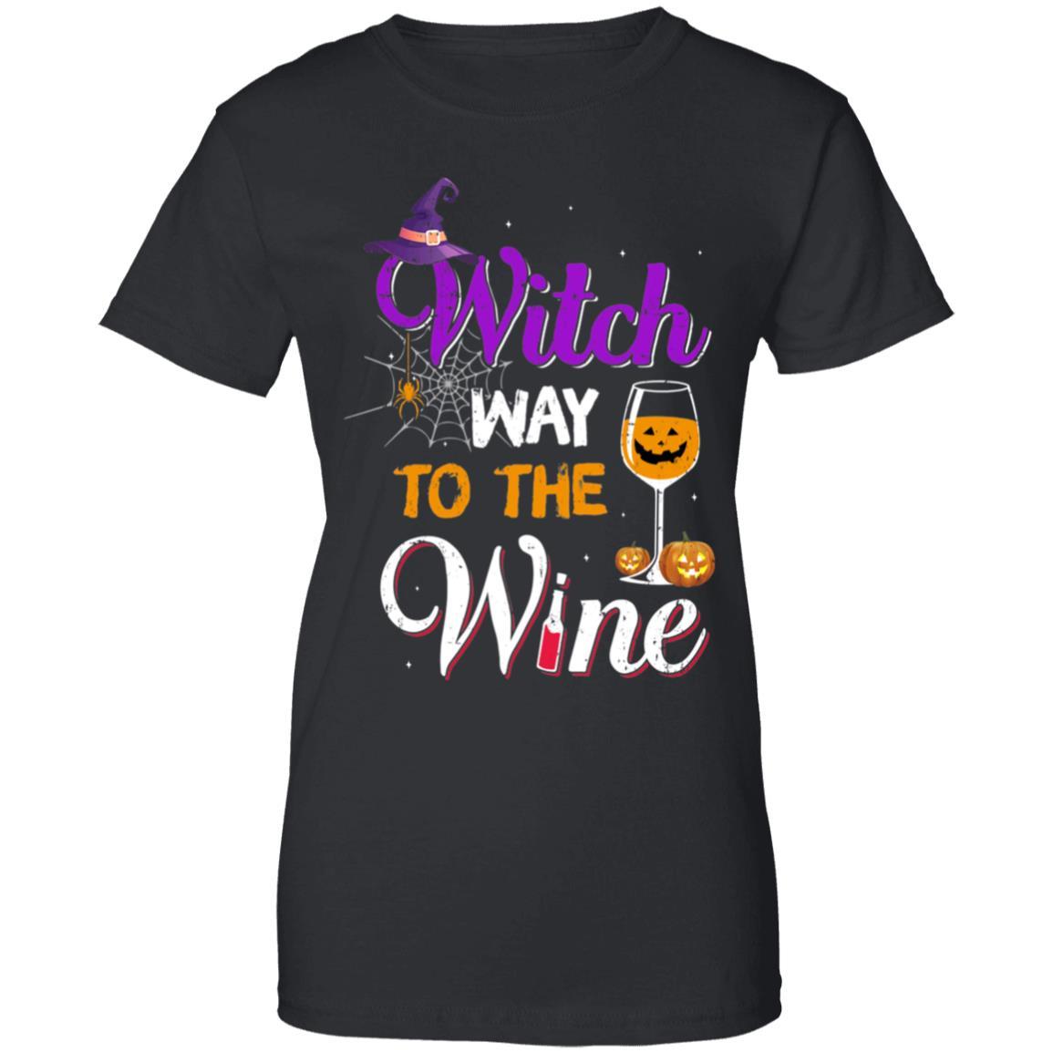 Witch Way To The Wine Funny Wine Halloween Gifts-T-Shirt & Tank Top-Women's T-Shirt-Black