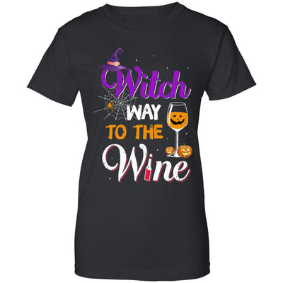 Witch Way To The Wine Funny Wine Halloween Gifts-T-Shirt & Tank Top-Women's T-Shirt-Black