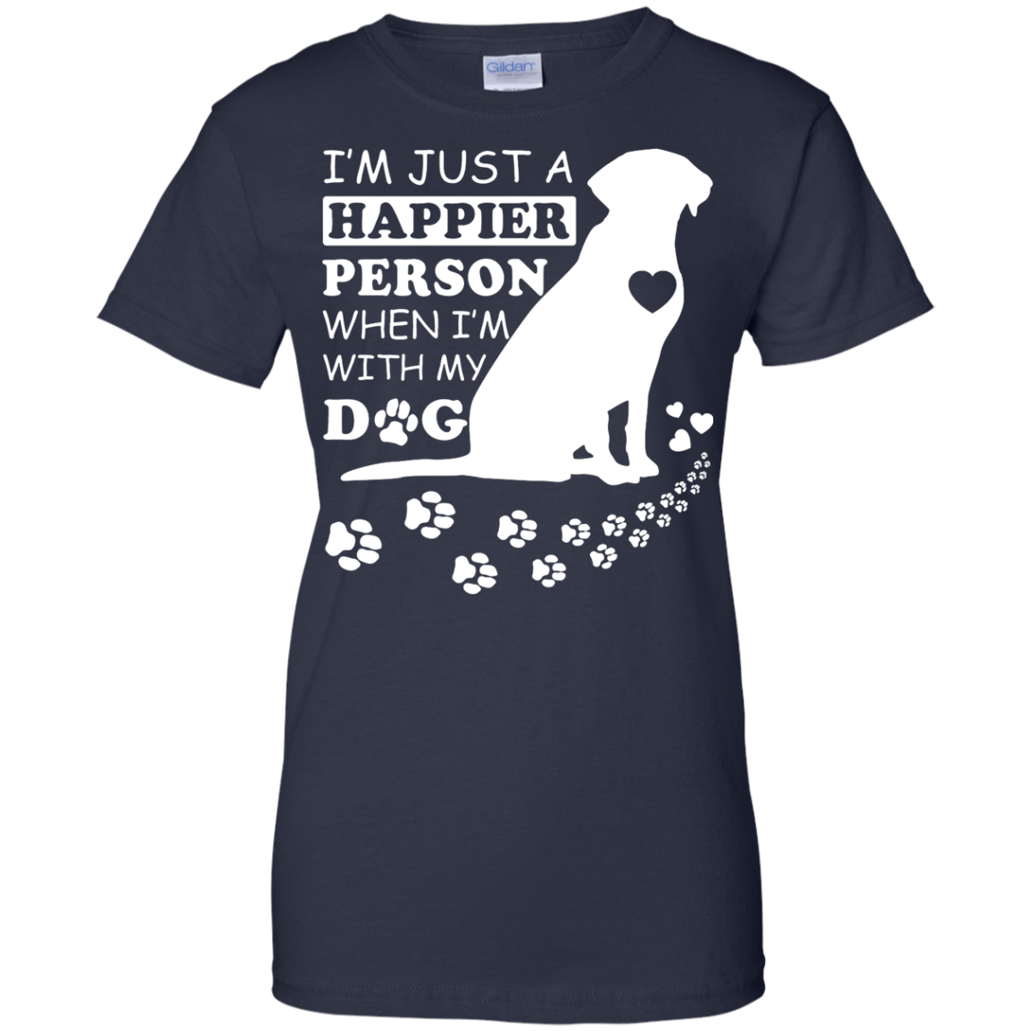 I'm Just A Happier Person When I'm With Dog-T-Shirt & Hoodie-Women's T-Shirt-Navy