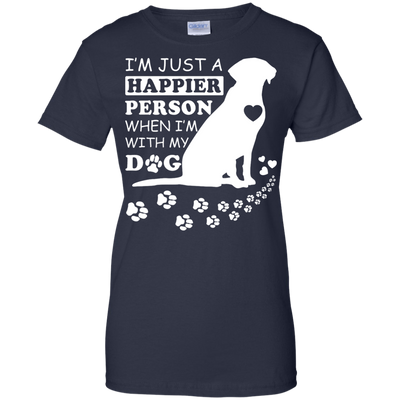 I'm Just A Happier Person When I'm With Dog-T-Shirt & Hoodie-Women's T-Shirt-Navy