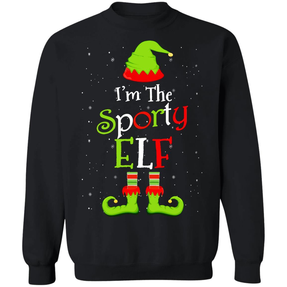I'm The Sporty Elf Family Matching Funny Christmas Group Gift-T-Shirt & Sweatshirt-Crewneck Sweatshirt-Black