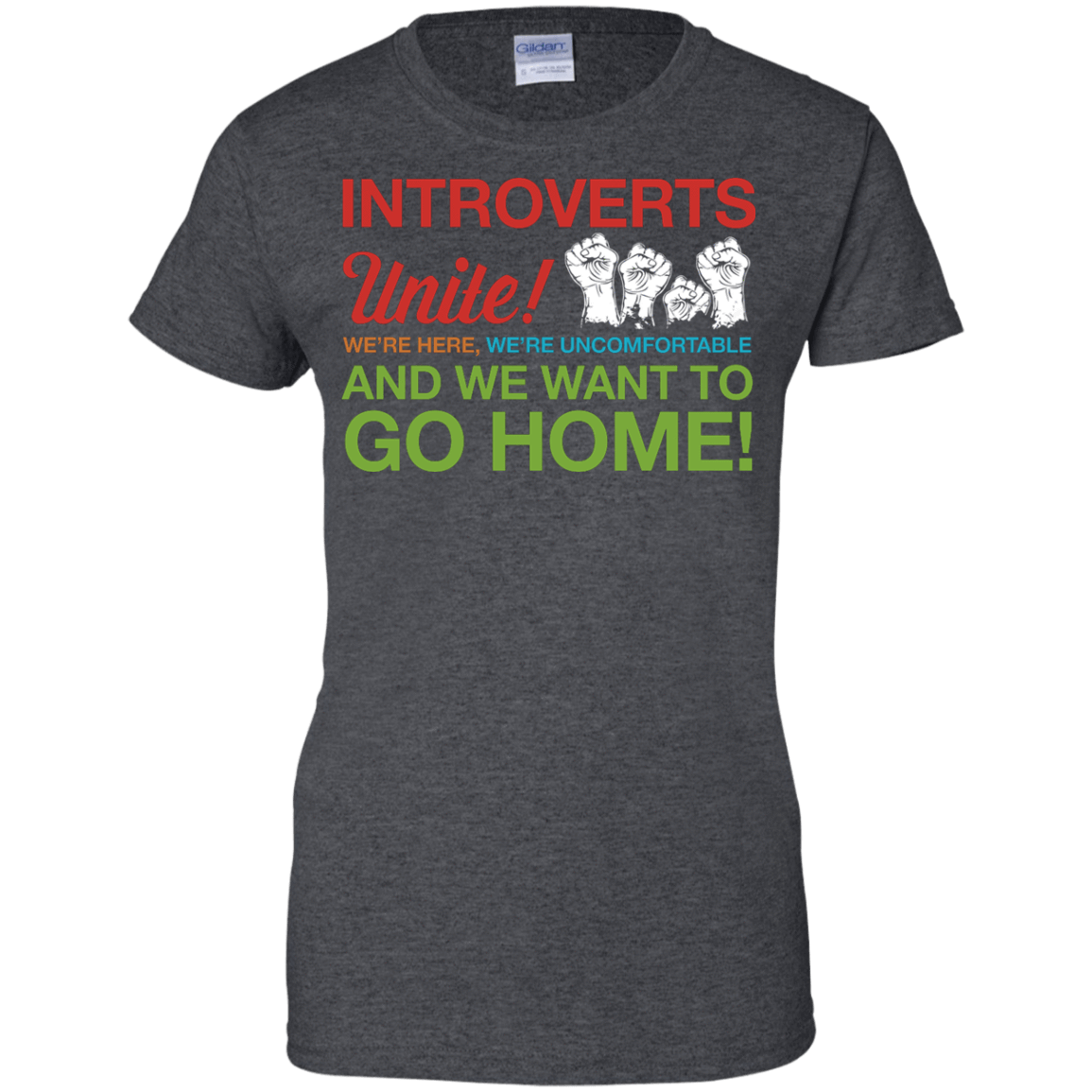 Introverts Unite We're Here We're Uncomfortable-T-Shirt & Hoodie-Women's T-Shirt-Dark Heather