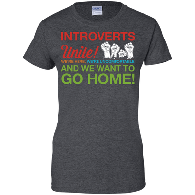 Introverts Unite We're Here We're Uncomfortable-T-Shirt & Hoodie-Women's T-Shirt-Dark Heather