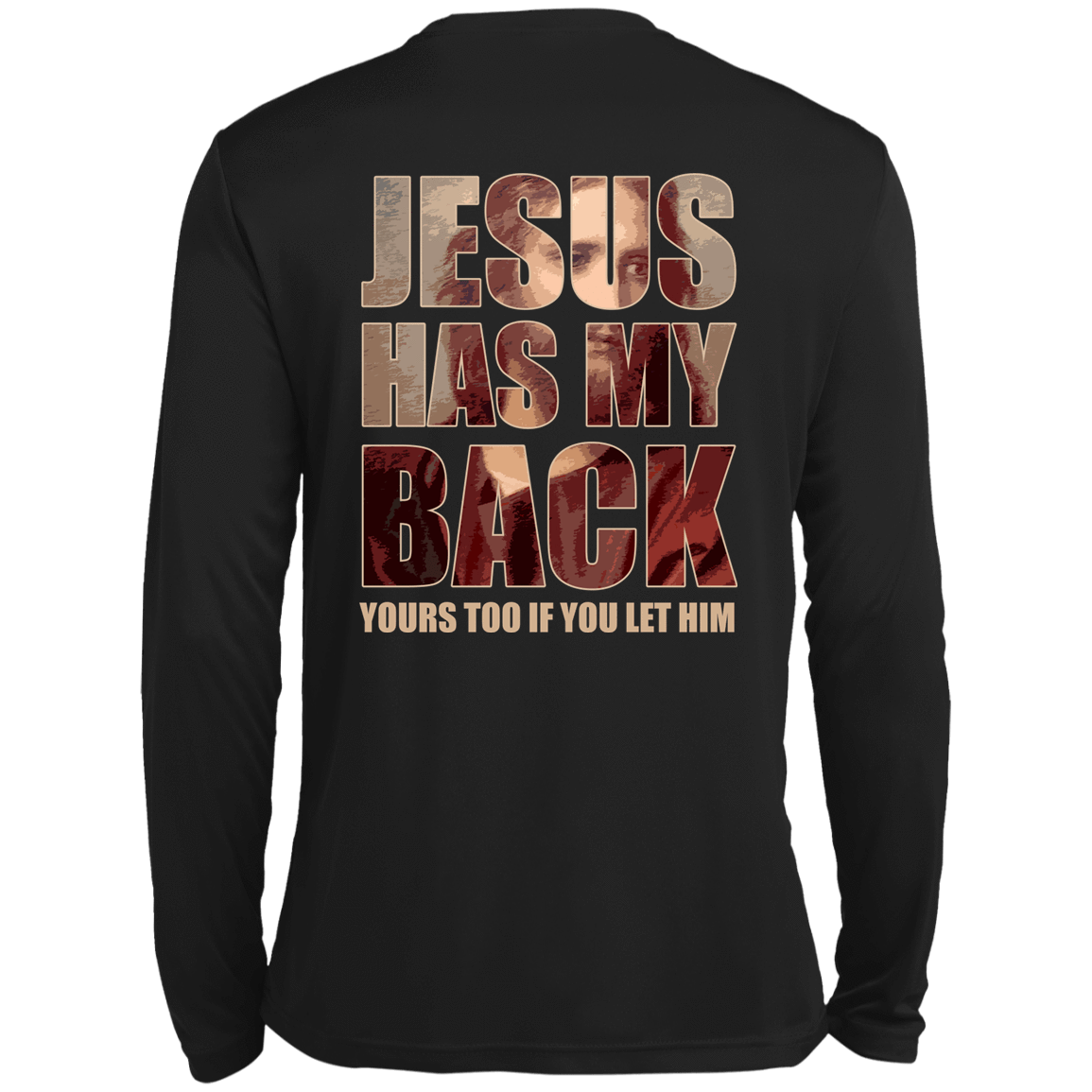 Jesus Has My Back-T-Shirt & Hoodie-Long Sleeve T-Shirt-Black