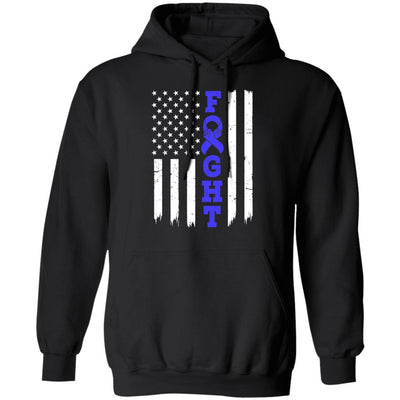 Prostate Colon Cancer Awareness American Flag Distressed-T-Shirt & Hoodie-Pullover Hoodie-Black