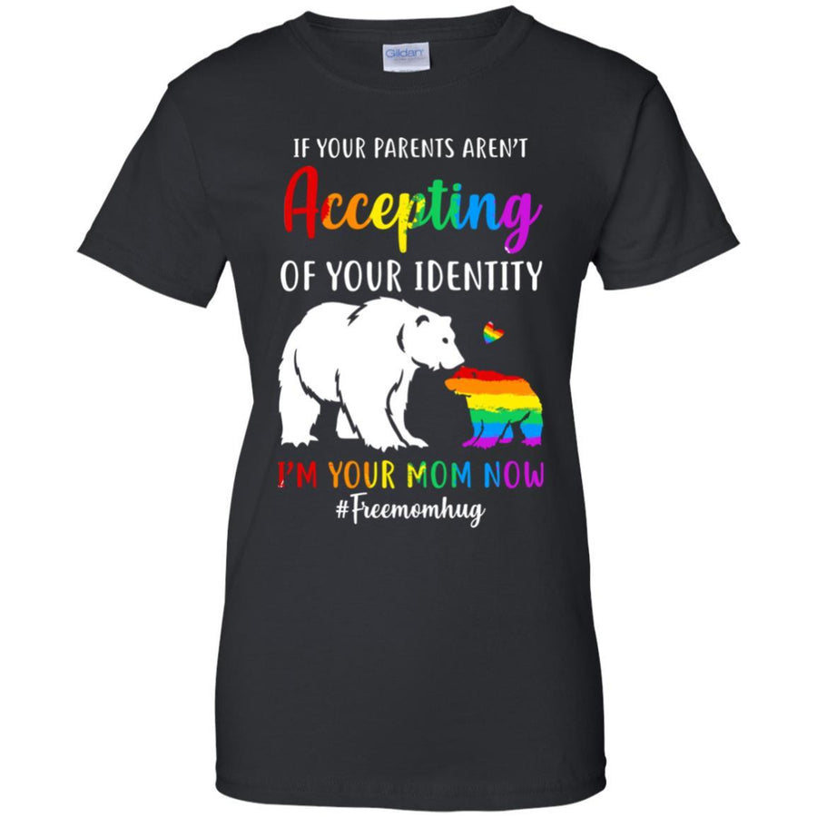 I'm Your Mom Now Free Mom Hugs Rainbow LGBT Pride-T-Shirt & Hoodie-Women's T-Shirt-Black