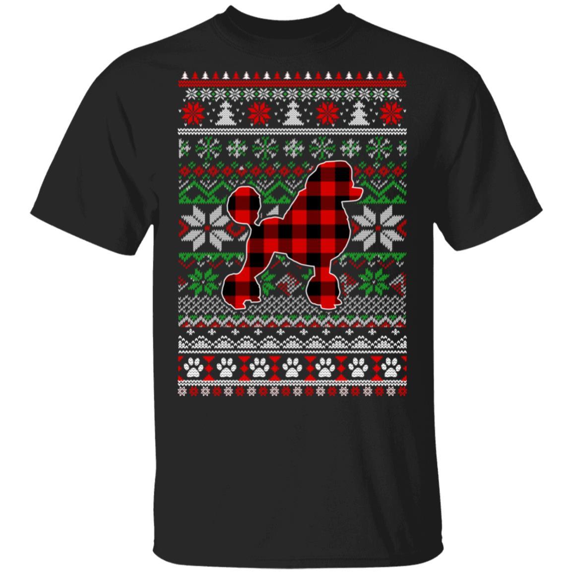 Poodle Red Plaid Ugly Christmas Sweater Gifts-T-Shirt & Sweatshirt-Classic T-Shirt-Black