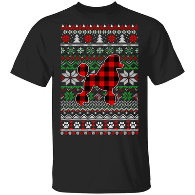 Poodle Red Plaid Ugly Christmas Sweater Gifts-T-Shirt & Sweatshirt-Classic T-Shirt-Black