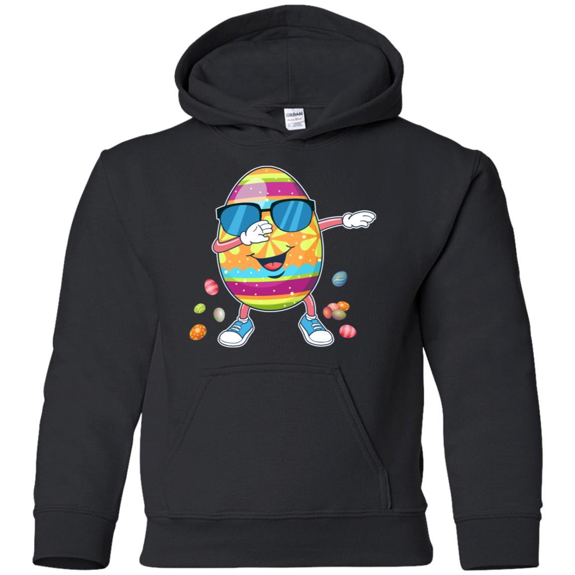Easter Funny Birthday Dabbing Egg Gift Kids Youth-Youth Shirt-Youth Pullover Hoodie-Black