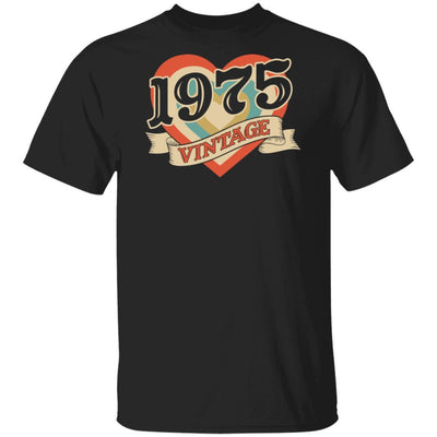46th Birthday Gifts Classic Retro Heart Vintage 1975-T-Shirt & Tank Top-Classic T-Shirt-Black