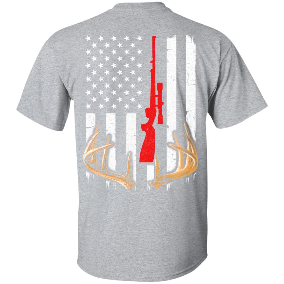 Bow Deer Hunting US Flag Deer Hunter-T-Shirt & Hoodie-Classic T-Shirt-Sport Grey