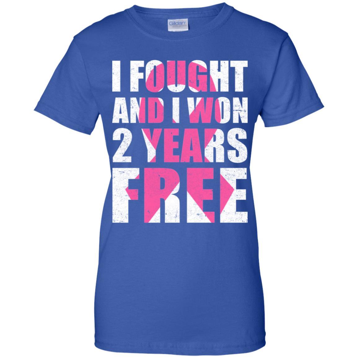I Fought An I Won 2 Years Free Fight Support Breast Cancer-T-Shirt & Hoodie-Women's T-Shirt-Royal