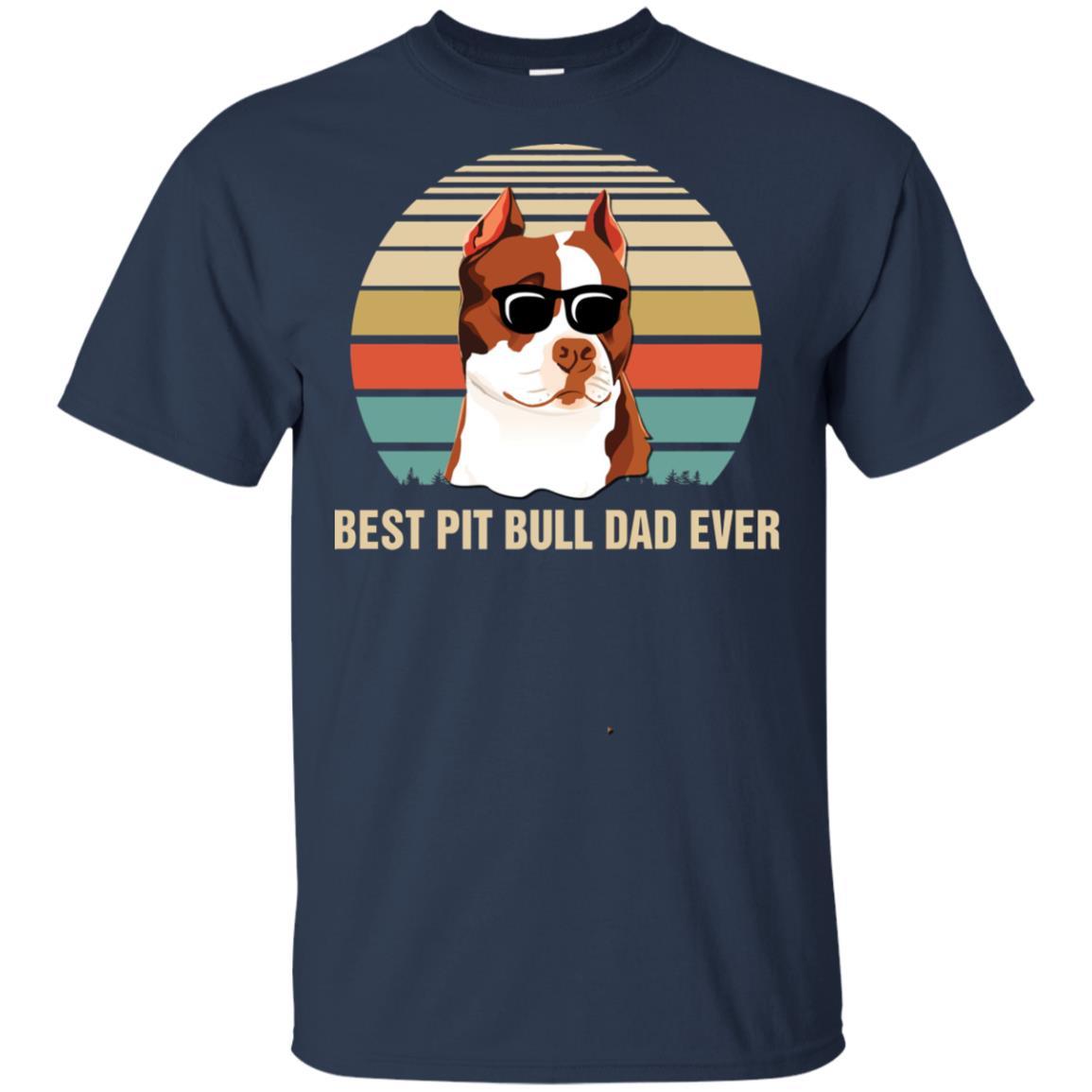Vintage Pitbull Dad Gifts Best Pit bull Dad Ever-T-Shirt & Hoodie-Classic T-Shirt-Navy