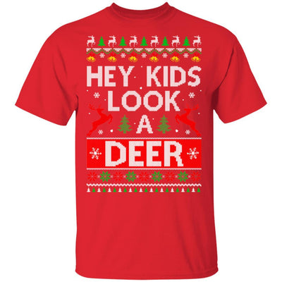 Hey Kids Look A Deer Family Ugly Sweater Christmas-T-Shirt & Sweatshirt-Classic T-Shirt-Red