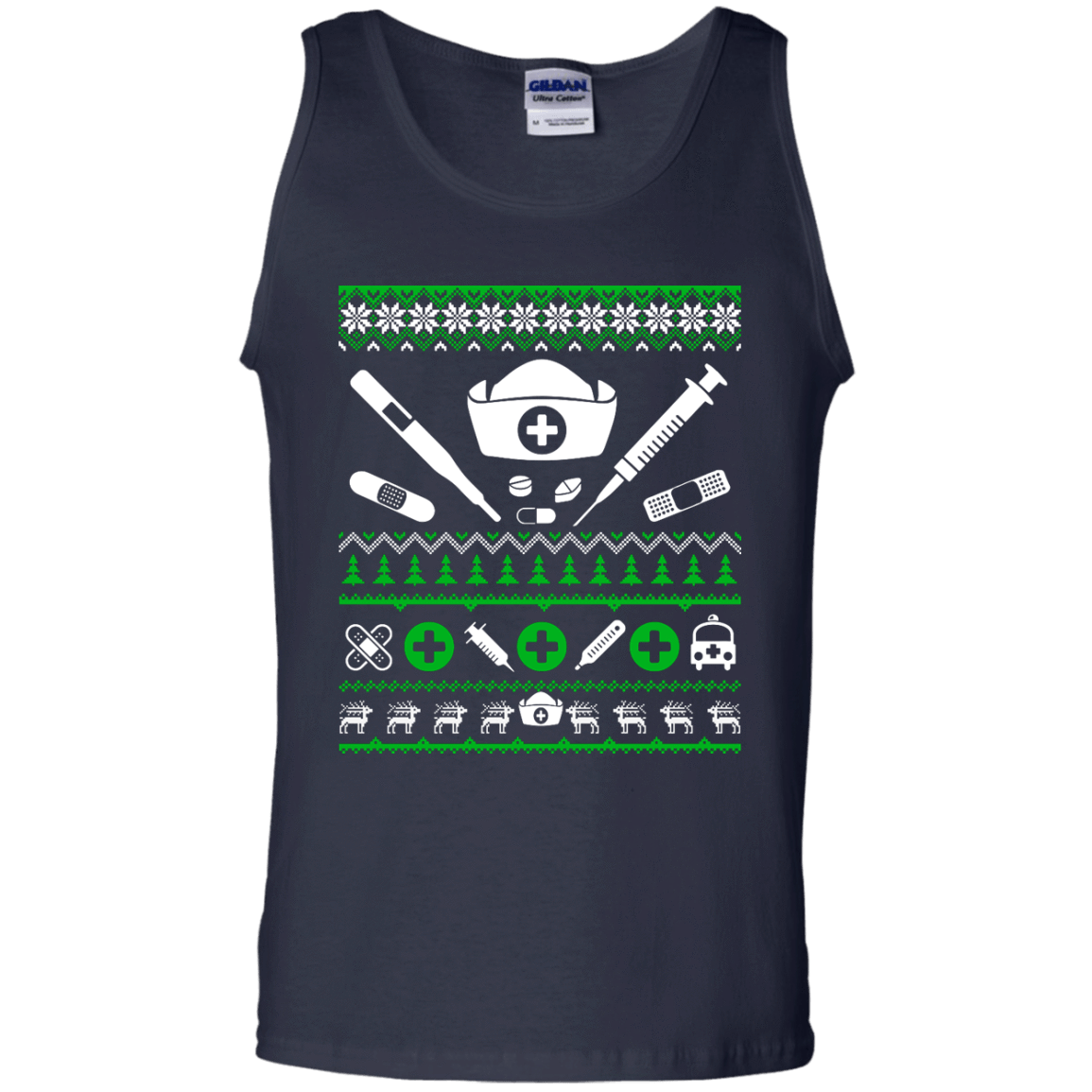 Nurse Christmas Sweater-T-Shirt & Hoodie-Unisex Tank-Navy