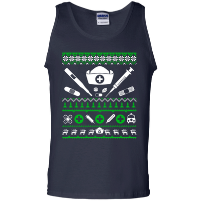 Nurse Christmas Sweater-T-Shirt & Hoodie-Unisex Tank-Navy
