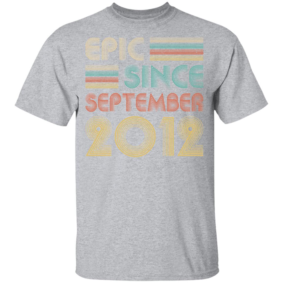 Epic Since September 2012 Vintage 9th Birthday Gifts Youth-Youth Shirt-Youth T-Shirt-Sport Grey