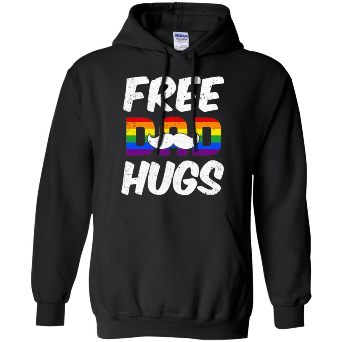 LGBT Pride Month Free Dad Hugs-T-Shirt & Hoodie-Pullover Hoodie-Black
